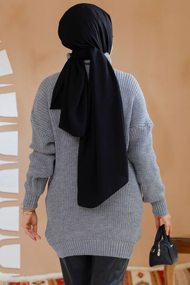 Modest Grey Knitwear Jumper Tunic 40674GR - 5