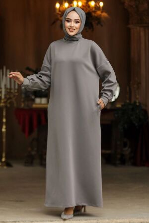 Modest Grey Long Sleeve Dress 23641GR 