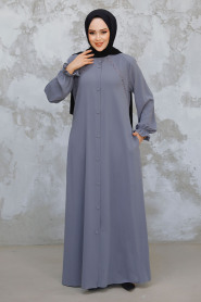 Modest Grey Plus Size Abaya 45275GR - 4
