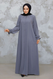 Modest Grey Plus Size Abaya 45275GR - 2