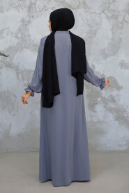 Modest Grey Plus Size Abaya 45275GR - 5