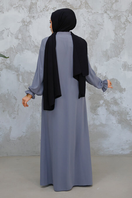 Modest Grey Plus Size Abaya 45275GR - 5