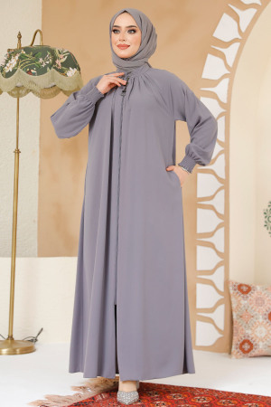 Modest Grey Plus Size Abaya 45293GR - 1