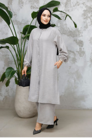 Modest Grey Plus Size Dual Suit 25492GR - 2