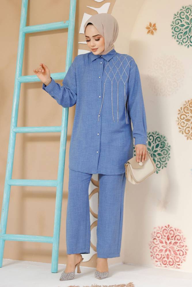 Modest İndigo Blue Dual Suit 28131IM - 2