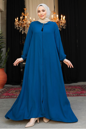 Modest İndigo Blue Dubai Abaya 26301IM - 1