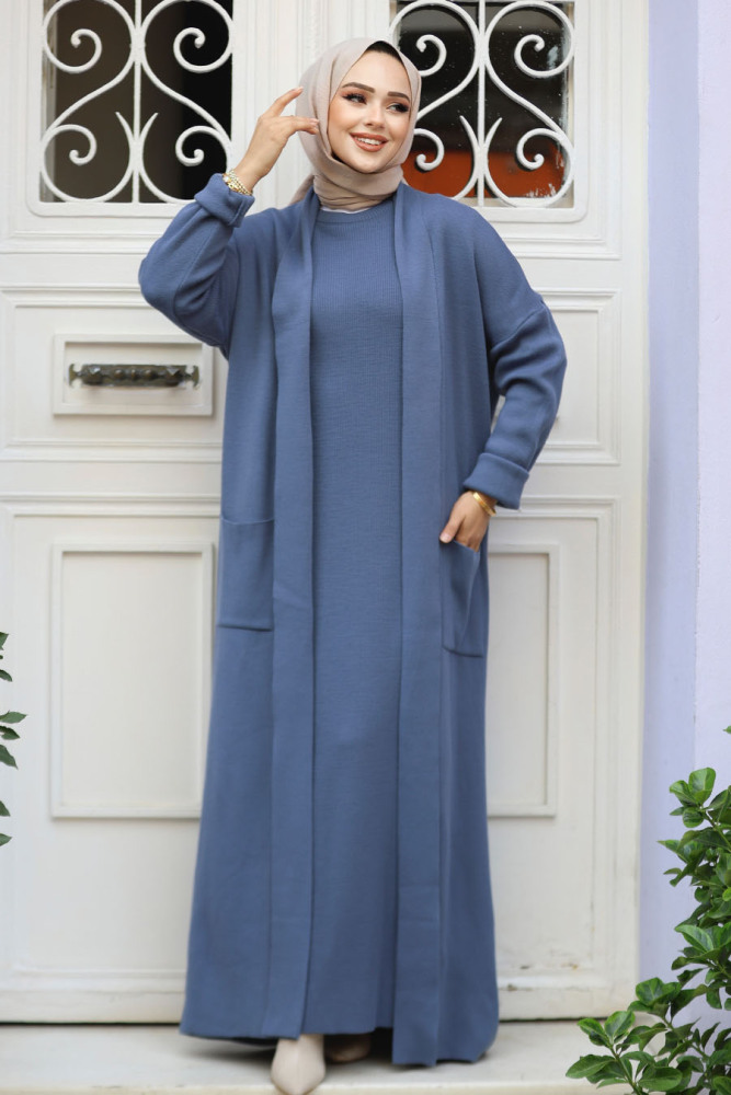Modest İndigo Blue Knitwear Dual Suit 50049IM - 2