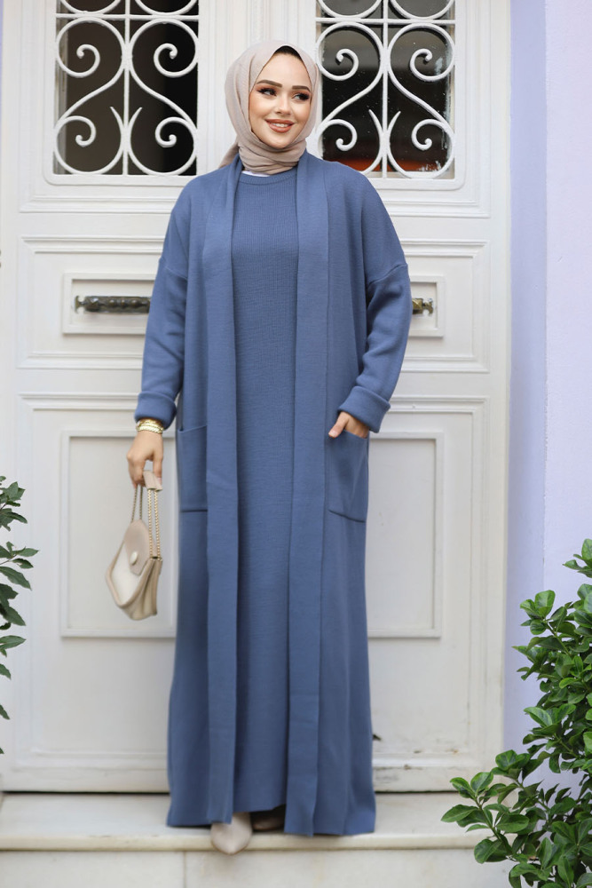 Modest İndigo Blue Knitwear Dual Suit 50049IM - 1