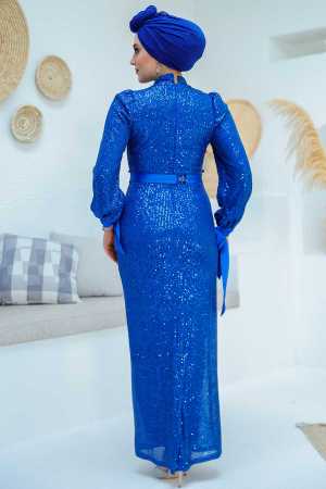 Modest İndigo Blue Prom Dress 4667IM - 4