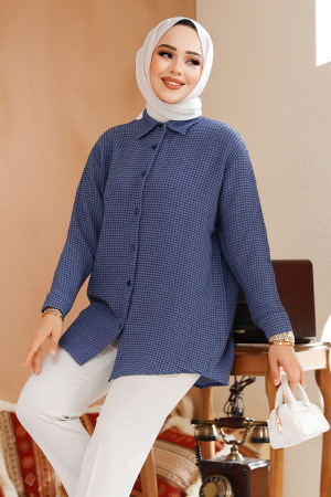 Modest İndigo Blue Shirt Top 70901IM - 1