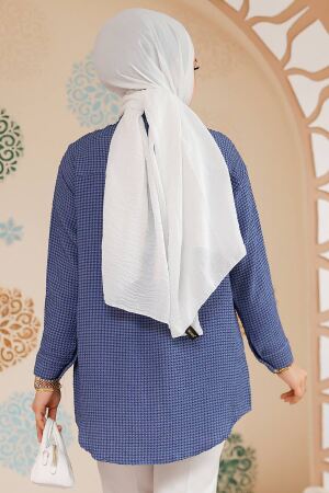 Modest İndigo Blue Shirt Top 70901IM - 5