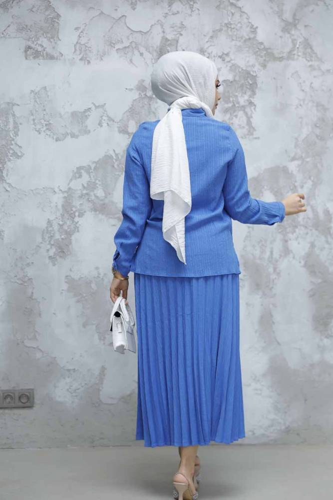 Modest İndigo Blue Skirted Dual Suit 60062IM - 4