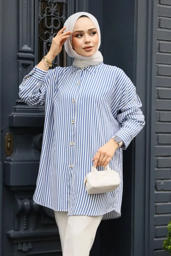 Modest İndigo Blue Top 20411IM - 1