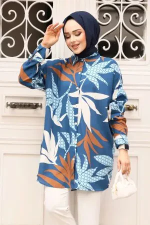 Modest İndigo Blue Top 20419IM - 1