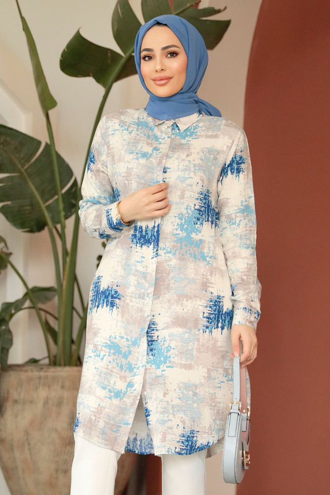 Modest İndigo Blue Tunic 11677IM - 3