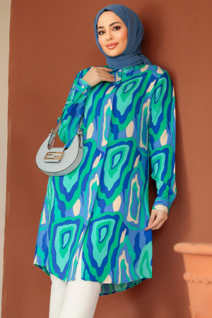 Modest İndigo Blue Tunic 11679IM - 1