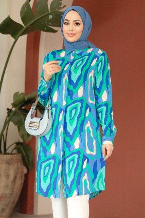 Modest İndigo Blue Tunic 11679IM - 2