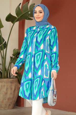 Modest İndigo Blue Tunic 11679IM - 3