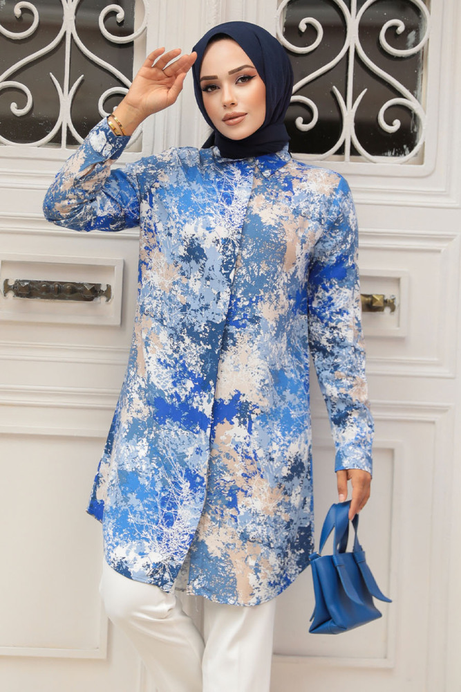 Modest İndigo Blue Tunic 11707IM - 2