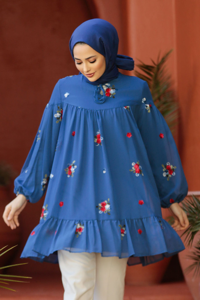 Modest İndigo Blue Tunic 4083IM - 1