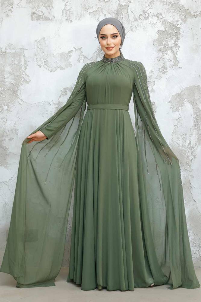 Modest Khaki Bridesmaid Dress 47381HK - 3