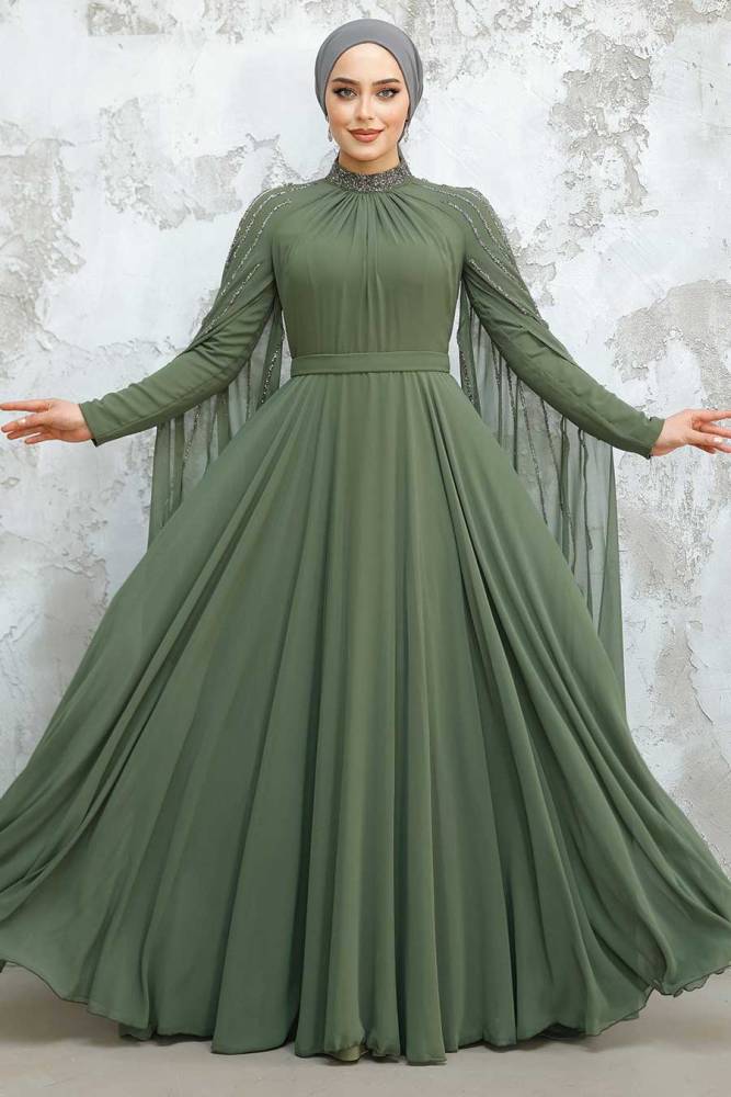 Modest Khaki Bridesmaid Dress 47381HK - 2