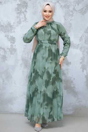 Modest Khaki Chiffon Dress 34469HK - 2