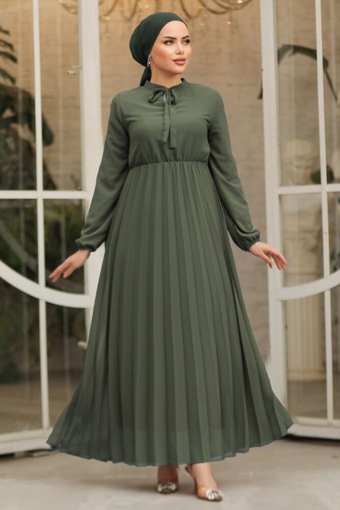 Modest Khaki Chiffon Maxi Dresses 50351HK - 1