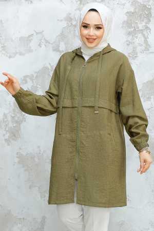 Modest Khaki Coat 44721HK - 1