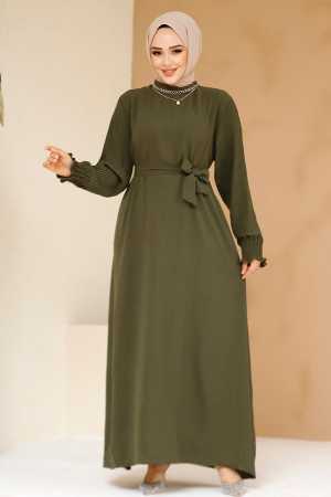 Modest Khaki Dress For Women 10124HK - 1