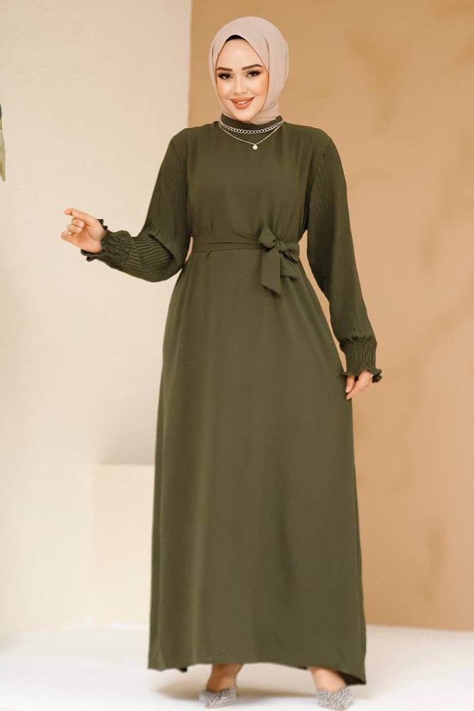 Modest Khaki Dress For Women 10124HK - 1