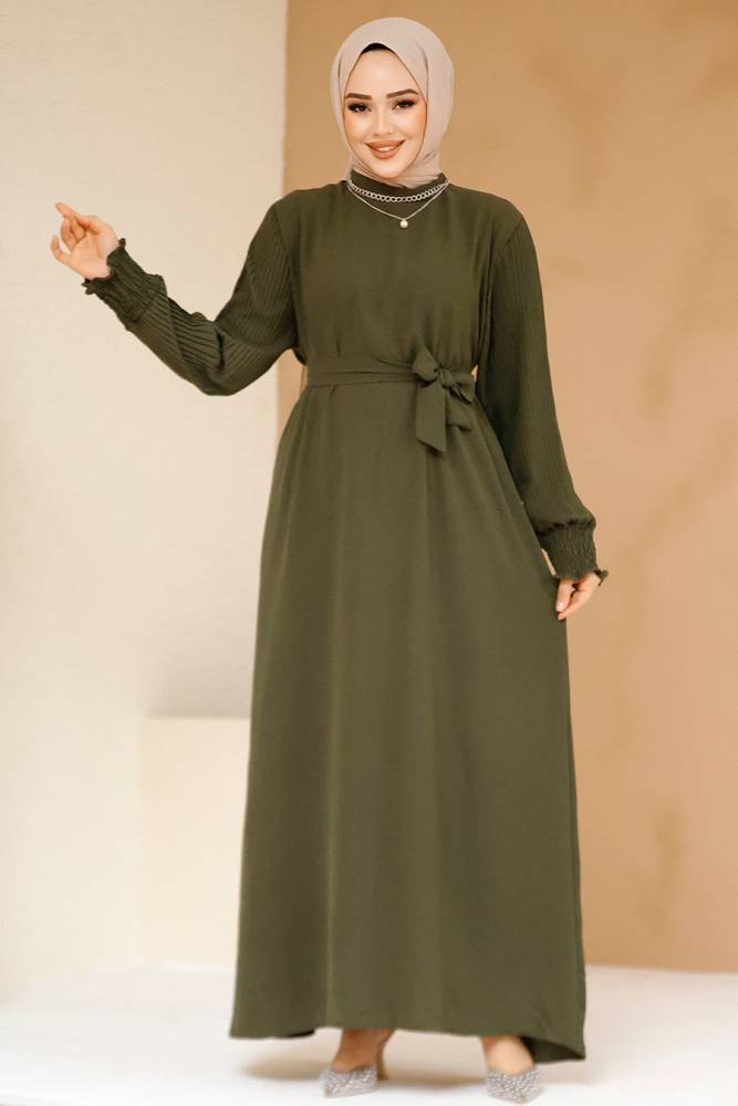 Modest Khaki Dress For Women 10124HK - 2