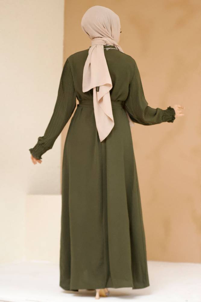 Modest Khaki Dress For Women 10124HK - 3