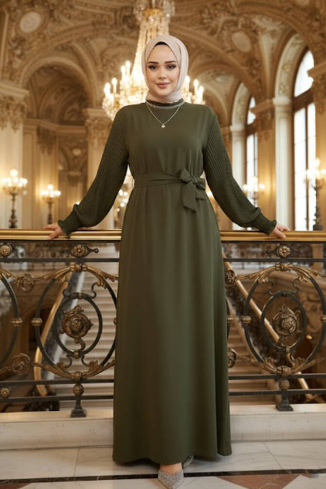 Modest Khaki Dress For Women 10124HK - 1