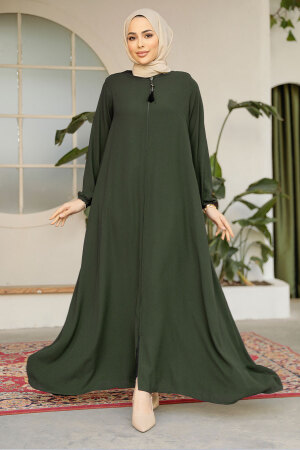 Modest Khaki Dubai Abaya 26301HK - 1