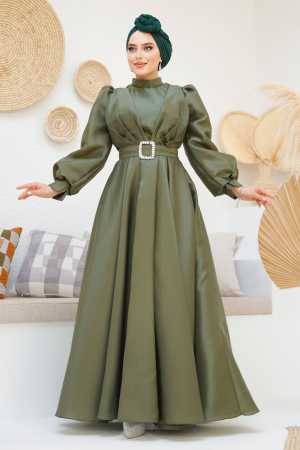 Modest Khaki Evening Gown 45295HK - 3
