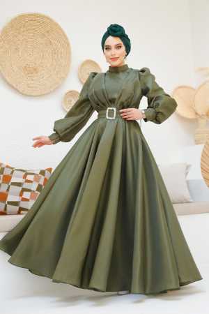 Modest Khaki Evening Gown 45295HK - 1