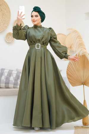 Modest Khaki Evening Gown 45295HK - 2