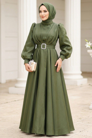 Modest Khaki Evening Gown 45295HK - 1