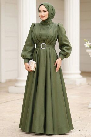 Modest Khaki Evening Gown 45295HK 