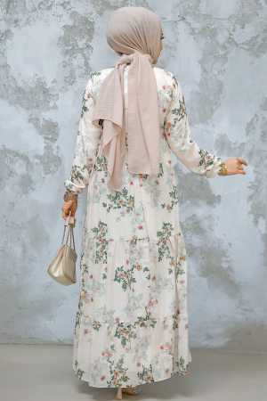 Modest Khaki Floral Maxi Dress 22054HK - 3