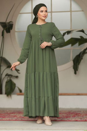 Modest Khaki Long Sleeve Dress 22051HK - 5