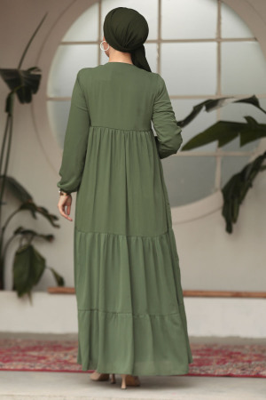 Modest Khaki Long Sleeve Dress 22051HK - 8