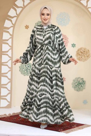 Modest Khaki Maxi Dress 235806HK - 2