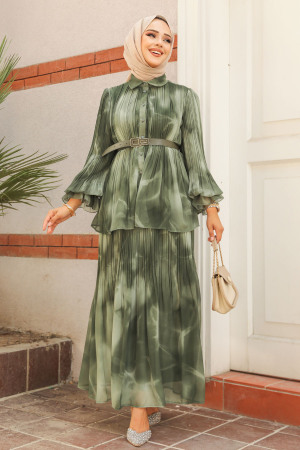 Modest Khaki Skirt Dual Suit 45291HK - 2