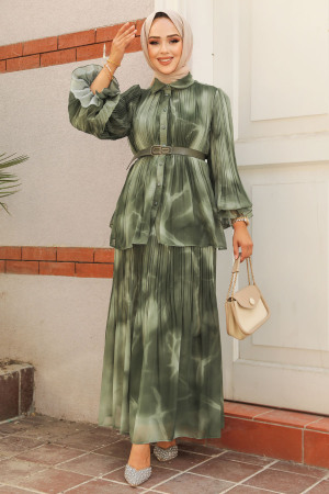 Modest Khaki Skirt Dual Suit 45291HK - 1