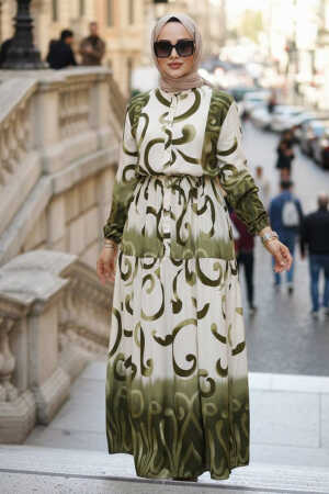 Modest Khaki Summer Dress 10208HK - 1