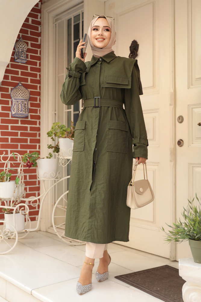 Modest Khaki Trench Coat 19023HK - 3