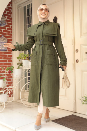 Modest Khaki Trench Coat 19023HK - 1