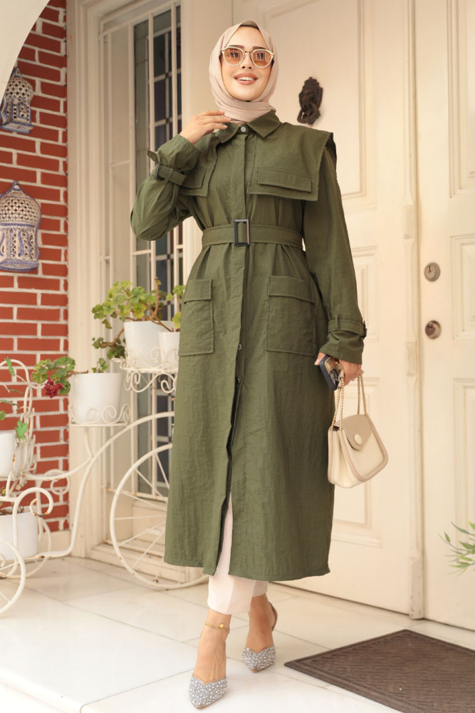 Modest Khaki Trench Coat 19023HK - 2